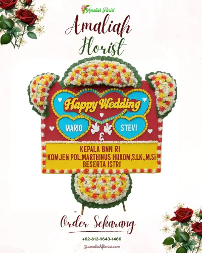 Karangan Papan Bunga Pernikahan di Karangsong